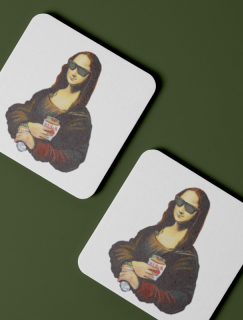 Mona Lisa Stili Tasarımlı 4lü Kare Bardak Altlığı Mona Lisa Stili Tasarımlı 4lü Kare Bardak Altlığı