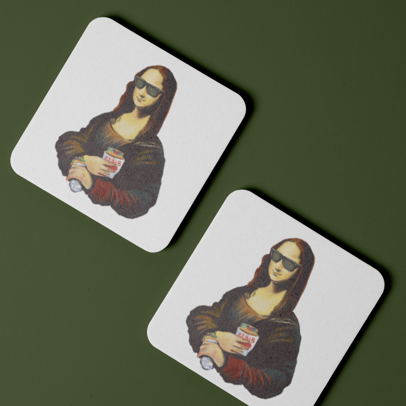 Mona Lisa Stili Tasarımlı 4lü Kare Bardak Altlığı Mona Lisa Stili Tasarımlı 4lü Kare Bardak Altlığı