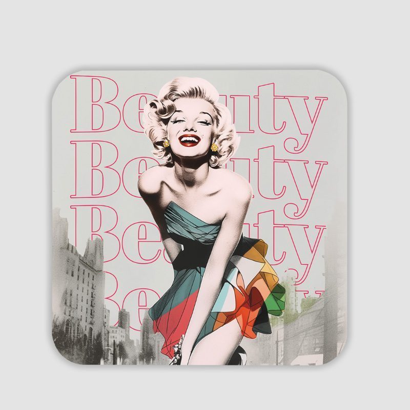 Marilyn Monroe Beauty Tasarımlı 4lü Kare Bardak Altlığı Marilyn Monroe Beauty Tasarımlı 4lü Kare Bardak Altlığı