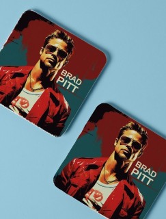 Brad Pitt Tasarımlı 4lü Kare Bardak Altlığı Brad Pitt Tasarımlı 4lü Kare Bardak Altlığı