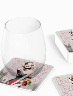 Marilyn Monroe Beauty Tasarımlı 4lü Kare Bardak Altlığı Marilyn Monroe Beauty Tasarımlı 4lü Kare Bardak Altlığı