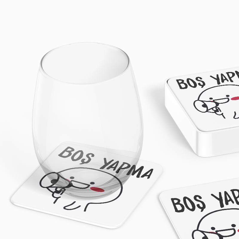 Boş Yapma Temalı 4lü Kare Bardak Altlığı Boş Yapma Temalı 4lü Kare Bardak Altlığı