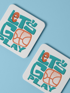 Let's Go Play Basketbol Temalı 4lü Kare Bardak Altlığı Let's Go Play Basketbol Temalı 4lü Kare Bardak Altlığı