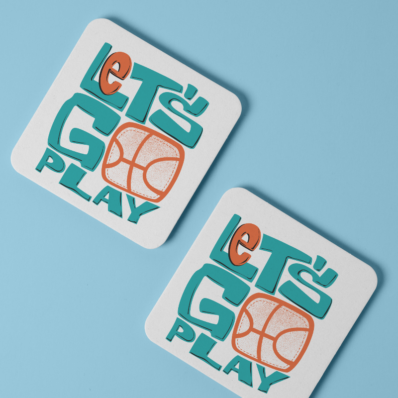 Let's Go Play Basketbol Temalı 4lü Kare Bardak Altlığı Let's Go Play Basketbol Temalı 4lü Kare Bardak Altlığı