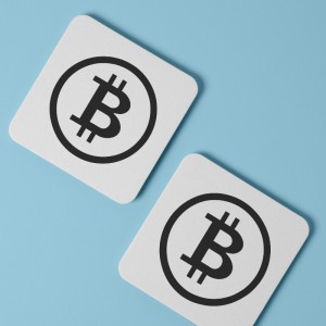 Bitcoin Sembollü 4lü Kare Bardak Altlığı