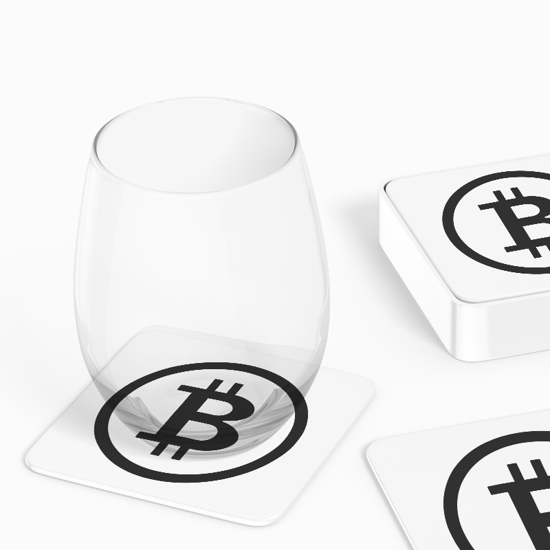 Bitcoin Sembollü 4lü Kare Bardak Altlığı Bitcoin Sembollü 4lü Kare Bardak Altlığı