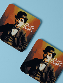Charlie Chaplin Tasarımlı 4lü Kare Bardak Altlığı Charlie Chaplin Tasarımlı 4lü Kare Bardak Altlığı
