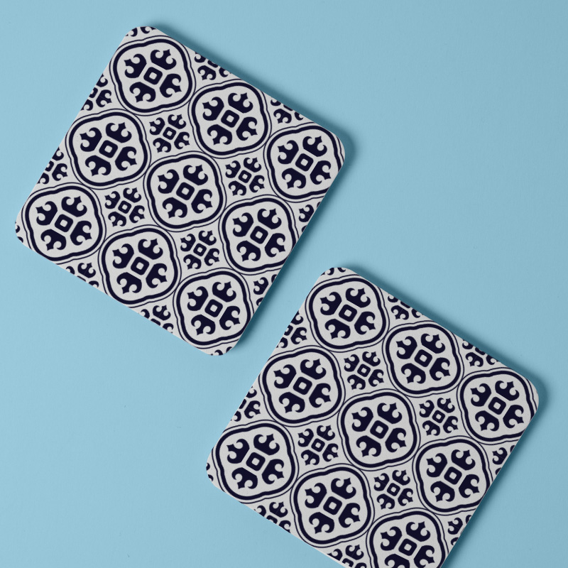 Vintage Tile Pattern Tasarımlı 4lü Kare Bardak Altlığı Vintage Tile Pattern Tasarımlı 4lü Kare Bardak Altlığı