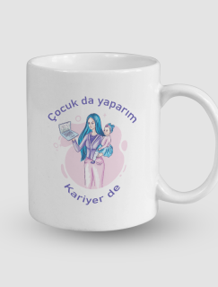 Çocuk da Yaparım Kariyer de Yazılı Beyaz Porselen Kupa Bardak Çocuk da Yaparım Kariyer de Yazılı Beyaz Porselen Kupa Bardak
