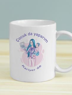 Çocuk da Yaparım Kariyer de Yazılı Beyaz Porselen Kupa Bardak Çocuk da Yaparım Kariyer de Yazılı Beyaz Porselen Kupa Bardak
