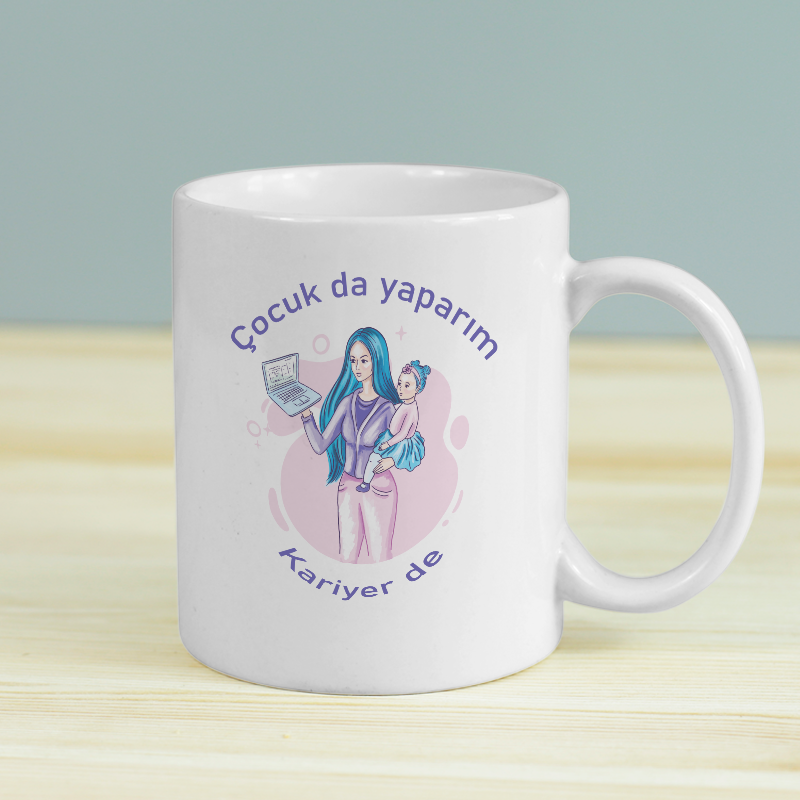 Çocuk da Yaparım Kariyer de Yazılı Beyaz Porselen Kupa Bardak Çocuk da Yaparım Kariyer de Yazılı Beyaz Porselen Kupa Bardak