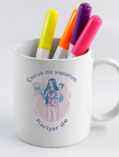 Çocuk da Yaparım Kariyer de Yazılı Beyaz Porselen Kupa Bardak Çocuk da Yaparım Kariyer de Yazılı Beyaz Porselen Kupa Bardak