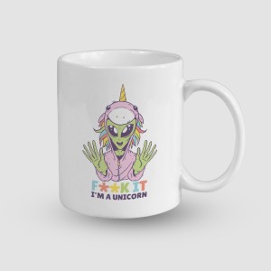 I am Unicorn Esprili Uzaylı Baskılı Beyaz Porselen Kupa Bardak