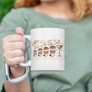 Weekly Coffee Temalı Beyaz Porselen Kupa Bardak