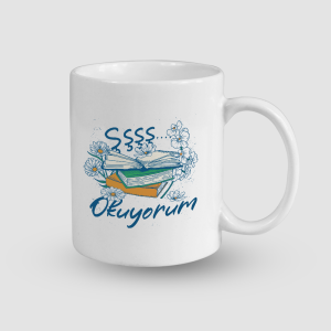 Şşşş Okuyorum Esprili Beyaz Porselen Kupa Bardak