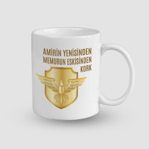 Amirin Yenisinden Kork Yazılı Polis Mesleki Esprili Beyaz Porselen Kupa Bardak