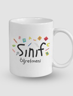 Sınıf Öğretmeni ve Okul Tasarımlı Beyaz Porselen Kupa Bardak Sınıf Öğretmeni ve Okul Tasarımlı Beyaz Porselen Kupa Bardak