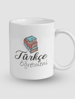 Türkçe Öğretmeni Kitap Tasarımlı Beyaz Porselen Kupa Bardak Türkçe Öğretmeni Kitap Tasarımlı Beyaz Porselen Kupa Bardak