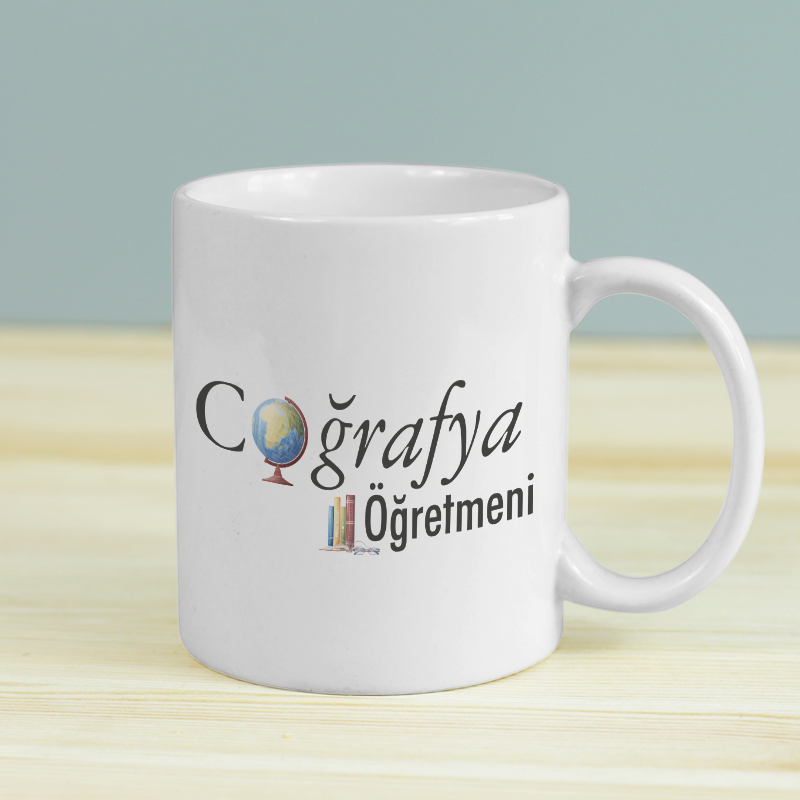 Coğrafya Öğretmeni Yazılı Beyaz Porselen Kupa Bardak Coğrafya Öğretmeni Yazılı Beyaz Porselen Kupa Bardak