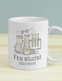 Fen Bilgisi Öğretmeni Tasarımlı Beyaz Porselen Kupa Bardak Fen Bilgisi Öğretmeni Tasarımlı Beyaz Porselen Kupa Bardak