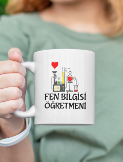 Fen Bilgisi Öğretmeni Yazılı Beyaz Porselen Kupa Bardak Fen Bilgisi Öğretmeni Yazılı Beyaz Porselen Kupa Bardak