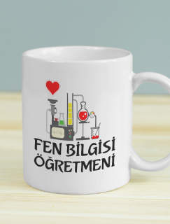 Fen Bilgisi Öğretmeni Yazılı Beyaz Porselen Kupa Bardak Fen Bilgisi Öğretmeni Yazılı Beyaz Porselen Kupa Bardak