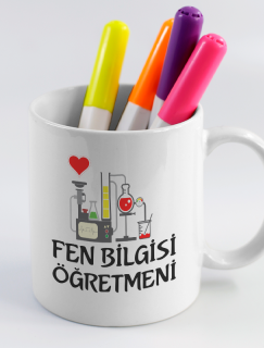 Fen Bilgisi Öğretmeni Yazılı Beyaz Porselen Kupa Bardak Fen Bilgisi Öğretmeni Yazılı Beyaz Porselen Kupa Bardak