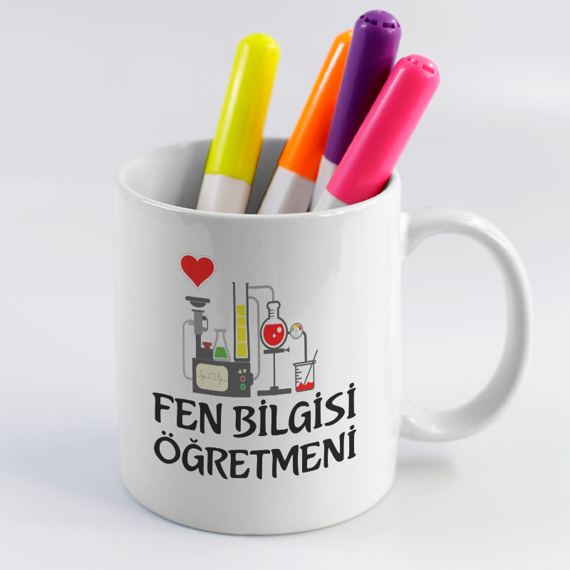 Fen Bilgisi Öğretmeni Yazılı Beyaz Porselen Kupa Bardak Fen Bilgisi Öğretmeni Yazılı Beyaz Porselen Kupa Bardak