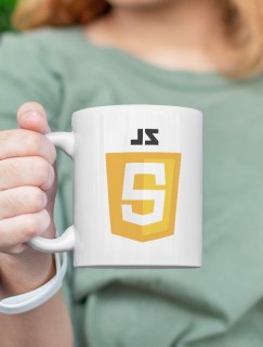 JavaScript Tasarımlı Beyaz Porselen Kupa Bardak JavaScript Tasarımlı Beyaz Porselen Kupa Bardak