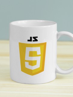 JavaScript Tasarımlı Beyaz Porselen Kupa Bardak JavaScript Tasarımlı Beyaz Porselen Kupa Bardak