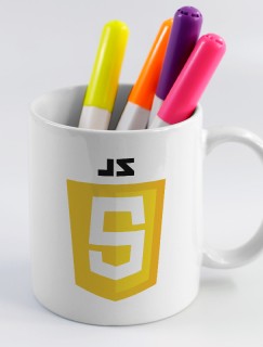 JavaScript Tasarımlı Beyaz Porselen Kupa Bardak JavaScript Tasarımlı Beyaz Porselen Kupa Bardak