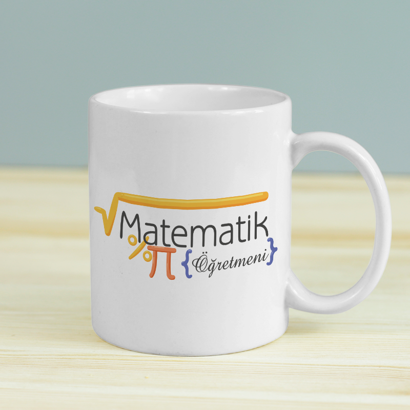 Matematik Öğretmeni Tasarımlı Beyaz Porselen Kupa Bardak Matematik Öğretmeni Tasarımlı Beyaz Porselen Kupa Bardak