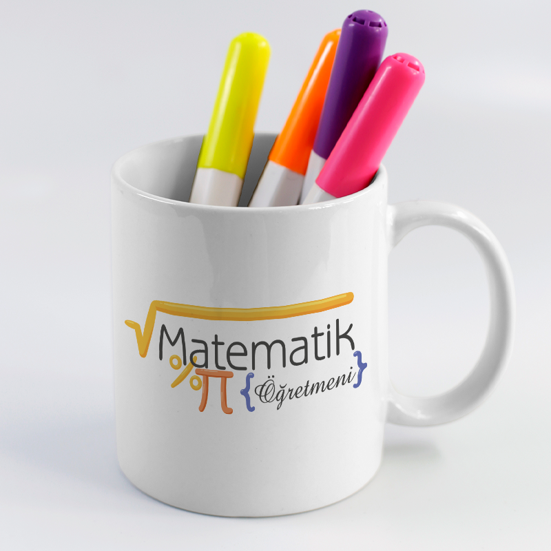 Matematik Öğretmeni Tasarımlı Beyaz Porselen Kupa Bardak Matematik Öğretmeni Tasarımlı Beyaz Porselen Kupa Bardak