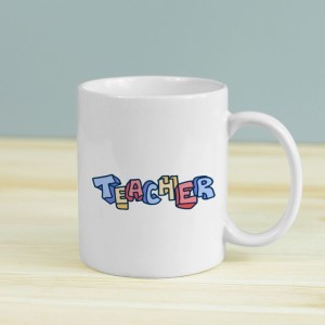 Teacher Yazılı Beyaz Porselen Kupa Bardak