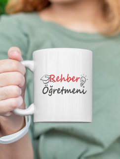 Rehber Öğretmeni Tasarımlı Beyaz Porselen Kupa Bardak Rehber Öğretmeni Tasarımlı Beyaz Porselen Kupa Bardak