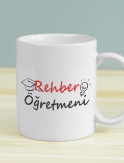 Rehber Öğretmeni Tasarımlı Beyaz Porselen Kupa Bardak Rehber Öğretmeni Tasarımlı Beyaz Porselen Kupa Bardak