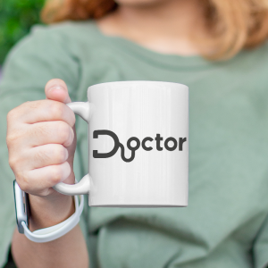 Steteskopla Doktor Yazılı Beyaz Porselen Kupa Bardak