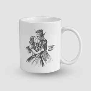 Beauty with Beast Tasarımlı Beyaz Porselen Kupa Bardak