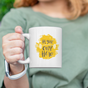 Be Your Own Hero Mottolu Sporcu Temalı Beyaz Porselen Kupa Bardak