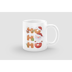 Ho Ho Ho Noel Baba Tasarımlı Beyaz Porselen Kupa Bardak