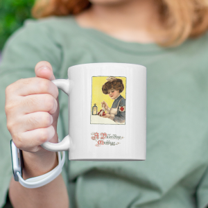 A Valentine Messagge Retro Tasarımlı Sevgililer Günü Esprili Beyaz Porselen Kupa Bardak