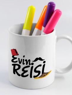 Evimin Reisi Yazılı Beyaz Porselen Kupa Bardak