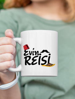 Evimin Reisi Yazılı Beyaz Porselen Kupa Bardak