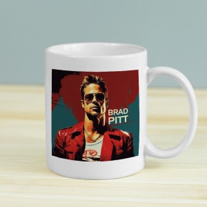 Brad Pitt Tasarımlı Beyaz Porselen Kupa Bardak