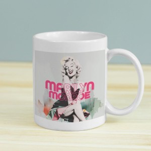 Efsane Sarışın Marilyn Monroe Tasarımlı Beyaz Porselen Kupa Bardak