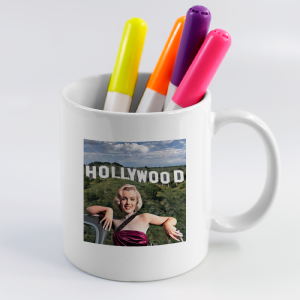 Hollywood Marilyn Monroe Tasarımlı Beyaz Porselen Kupa Bardak