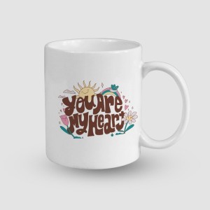 You Are My Heart Yazılı Beyaz Porselen Kupa Bardak