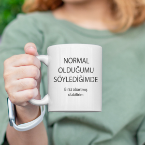 Normal Olduğumu Söylediğimde Esprili Beyaz Porselen Kupa Bardak