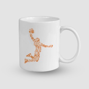 Basketbol Ruhu Tasarımlı Beyaz Porselen Kupa Bardak
