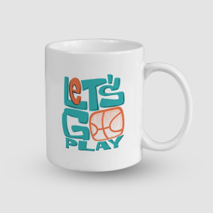 Let's Go Play Basketbol Temalı Beyaz Porselen Kupa Bardak